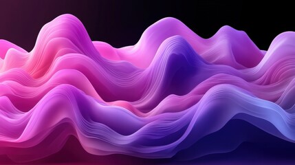 Obraz premium Vibrant Abstract Waves in Shades of Pink and Purple on Dark Background