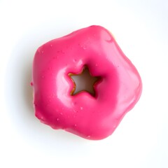 Pink donut isolated on the white background 