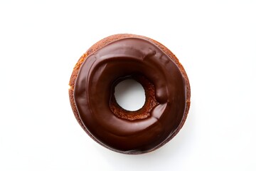 Chocolate donut isolated on the white background 