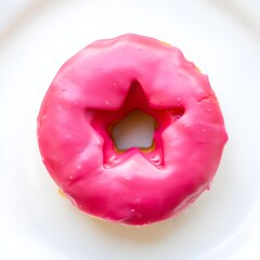 Pink donut isolated on the white background 
