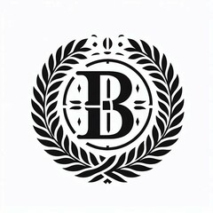 Obraz premium Elegant Black B Monogram Laurel Wreath