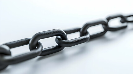 Obraz premium Close Up Of A Black Metal Chain On A White Background Demonstrating Industrial Strength And Texture