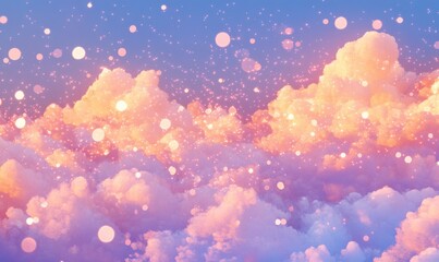Fototapeta premium Golden clouds at sunset with bokeh, ideal for dreamy backgrounds