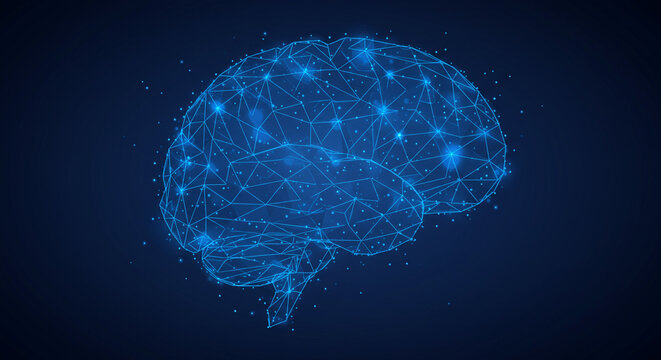 The Illuminated Mind: A network of glowing connections forming a human brain in a deep blue space.