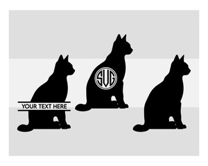 Cat Svg, Cats | Cats Silhouette, Cats Funny, Cats Cute , Cats Cartoon, Cats Black, Animal Svg, Animal Silhouette, silhouette cat, cats Clipart, Cat Monogram, Split Monogram, Circle Monogram,