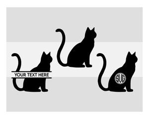 Cat Svg, Cats | Cats Silhouette, Cats Funny, Cats Cute , Cats Cartoon, Cats Black, Animal Svg, Animal Silhouette, silhouette cat, cats Clipart, Cat Monogram, Split Monogram, Circle Monogram,
