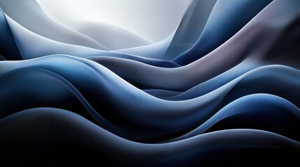Obraz premium Abstract background with dark blue and gray tones, featuring flowing shapes of fabric or waves