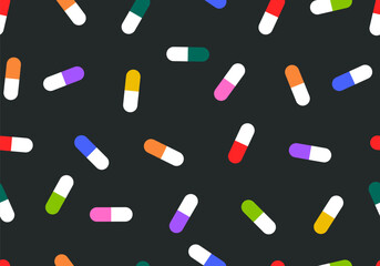Seamless Capsule Pattern Background. Medical capsules seamless pattern. Pills bright background. Capsules pattern