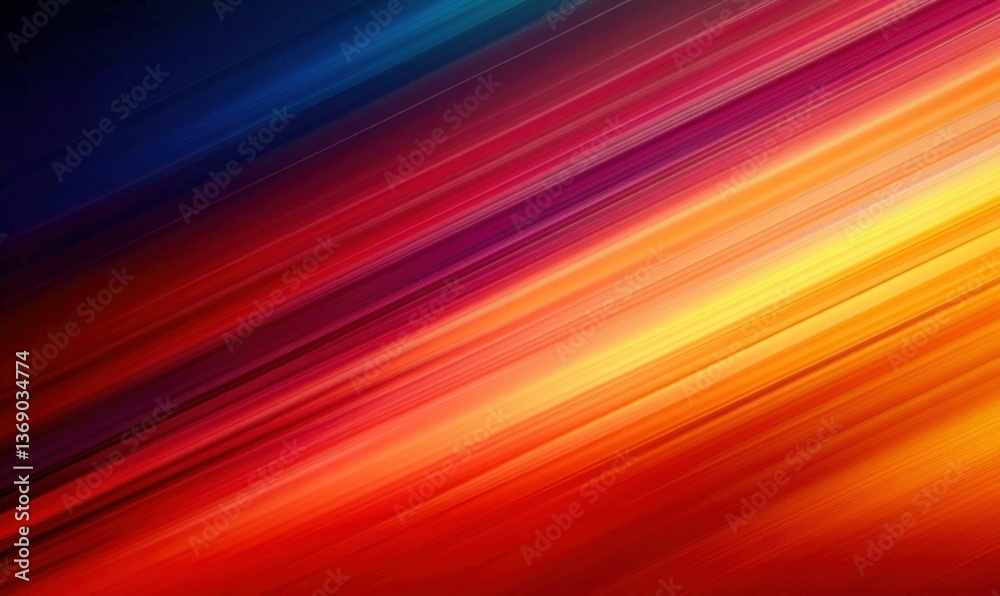 Poster colorful gradient background with dynamic lines shifting from blue to red and orange creating a sens