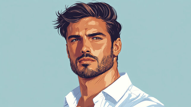 illustration portrait man with a beard