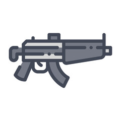 Submachine gun filled outline icon. Submachine gun color line illustration.