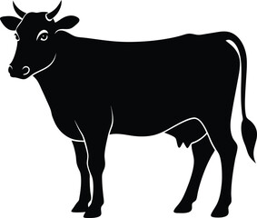 Cow Silhouette Vector, Farm Animal Icon