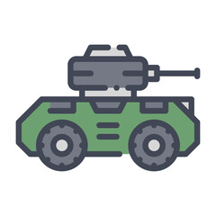 Armored car filled outline icon. Armored vehicle color line illustration.