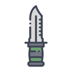 Knife filled outline icon. Knife color line illustration.
