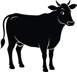 Cow Silhouette Vector, Farm Animal Icon