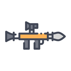 Bazooka filled outline icon. rocket launcher color line illustration.