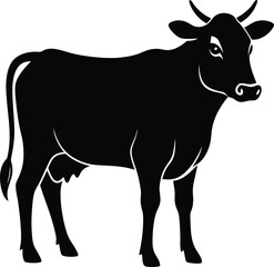 Cow Silhouette Vector, Farm Animal Icon