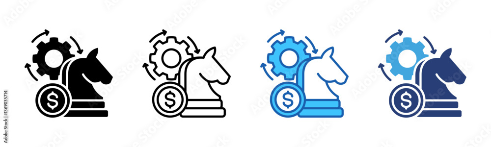 Aufkleber strategy icon sheet multiple style collection