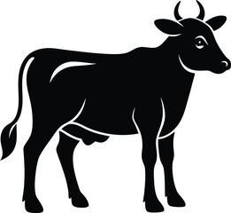 Cow Silhouette Vector, Farm Animal Icon