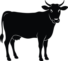 Cow Silhouette Vector, Farm Animal Icon