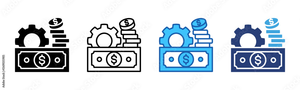 Poster money management icon sheet multiple style collection
