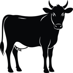 Cow Silhouette Vector, Farm Animal Icon