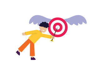 Person hitting a bullseye target with an arrow, symbolizing precision, success, and goal achievement.