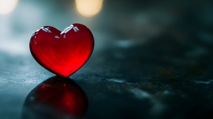 Fototapeta premium Red Heart on Black: A Minimalist Symbol of Emotion and Simplicity