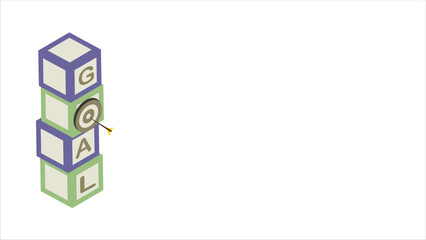 Stacked boxes with individual letters forming the word "GOAL," symbolizing achievement and success