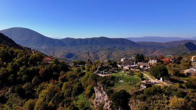 Close up drone shot of Vikos George viewing point in Vikos-Ao&ouml;s National Park, Ioannina, Greece