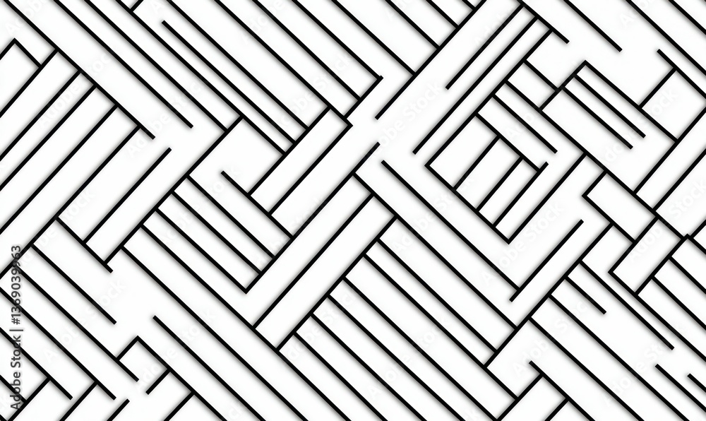 Poster modern geometric pattern with intersecting black lines on a white background creates an abstract des