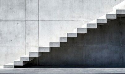 Obraz premium Geometric staircase rising against a modern concrete wall creates an architectural masterpiece.