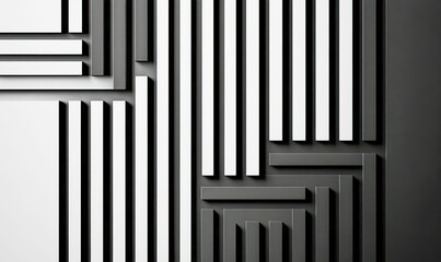 Obraz premium Monochrome geometric composition creates an abstract background with vertical and horizontal lines.