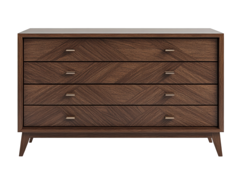 Sleek wooden dresser with chevron pattern for home decor, cut out