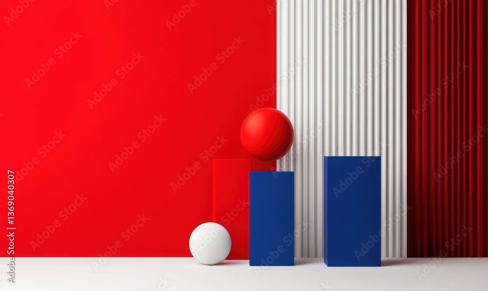 Poster bold primary colors combine in a modern geometric composition, creating a dynamic abstract design.