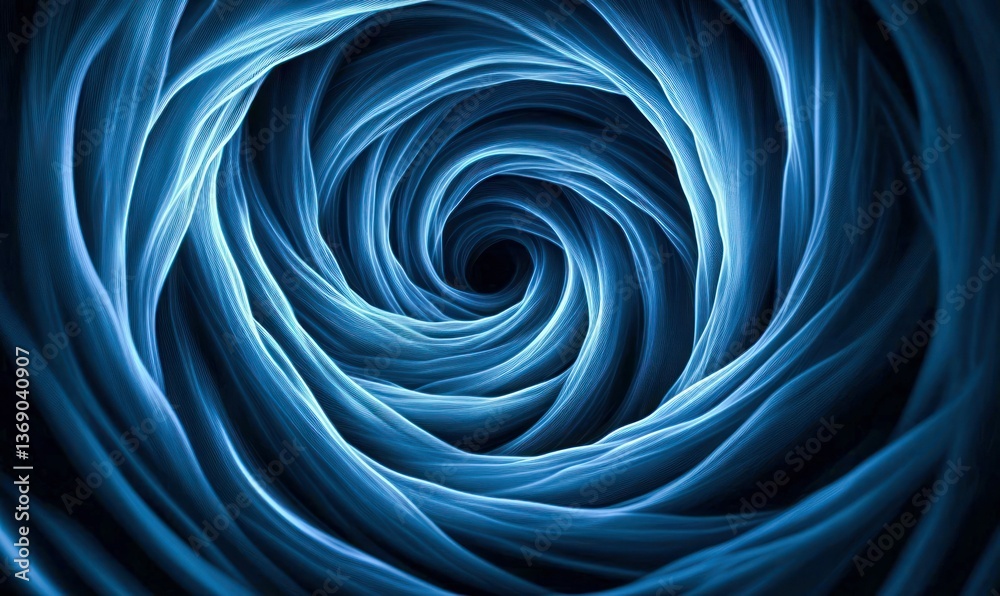Poster a mesmerizing blue vortex swirls inward, creating a captivating tunnel effect of depth and motion.