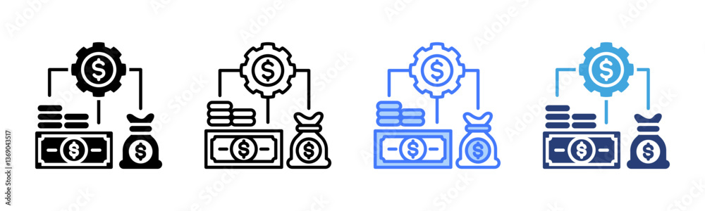 Poster money management icon sheet multiple style collection