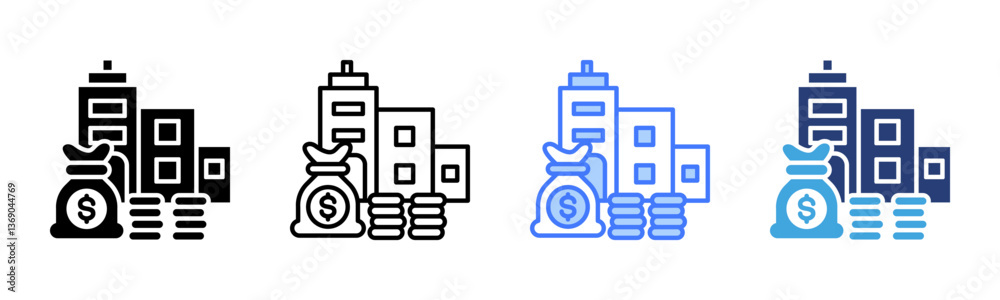 Poster capital icon sheet multiple style collection