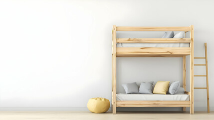 Simple Wooden Bunk Bed In Child's Room
