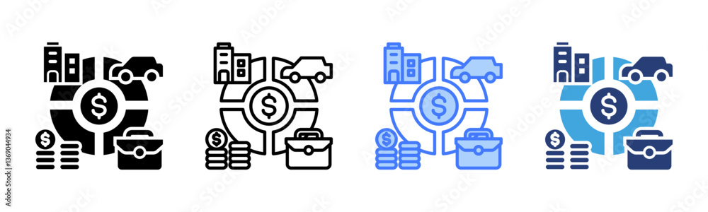 Poster Fixed Asset icon sheet multiple style collection