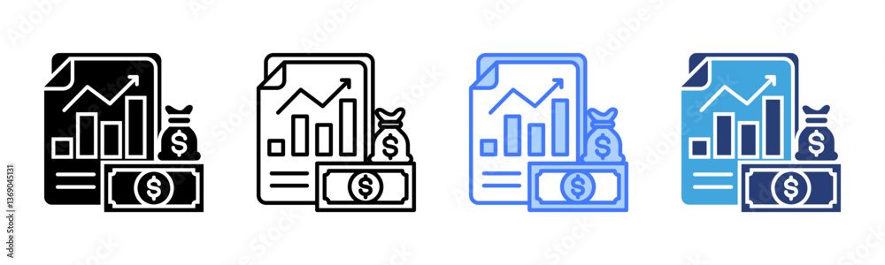 Poster financial statement icon sheet multiple style collection