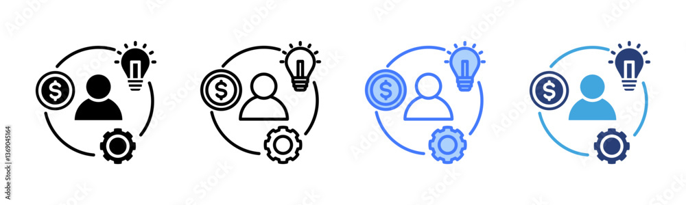 Poster management icon sheet multiple style collection