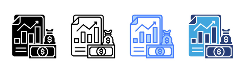 Financial Statement icon sheet multiple style collection