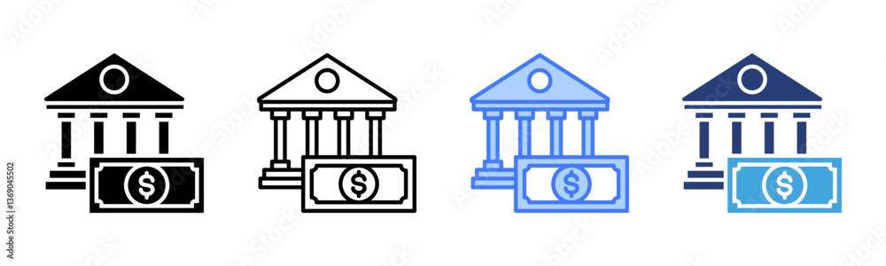 Poster Banking icon sheet multiple style collection