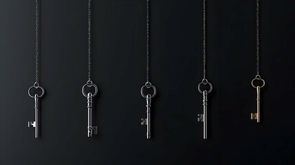 Vintage Keys Hanging On Dark Background