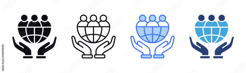 Poster social responsibility icon sheet multiple style collection