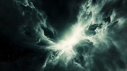 Fototapeta premium Celestial darkness engulfs the North Pole with faint auroras, a rare cosmic spectacle