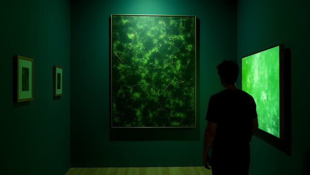 A painting transforms into live malware, its code-infused brushstrokes hacking nearby systems. Neon cracks pulse with malicious intent.