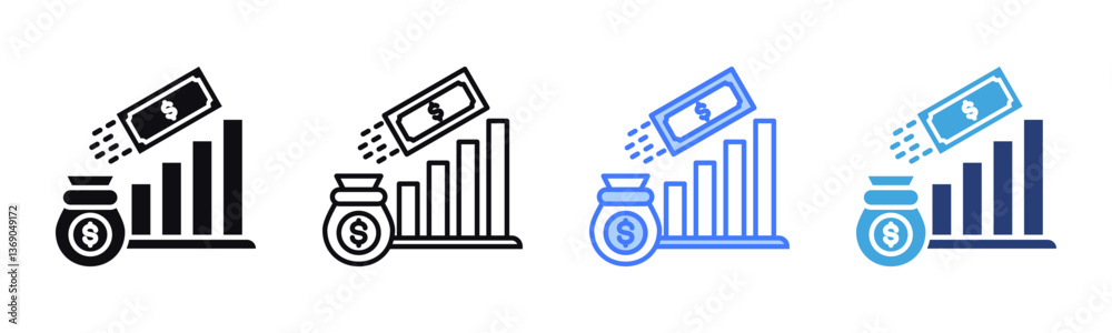 Poster profitability icon sheet multiple style collection