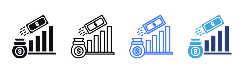 Profitability icon sheet multiple style collection